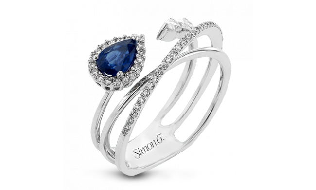 Simon G. Color Ring 18k Gold (White) 0.42 ct Sapphire 0.32 ct Diamond - LR2266-18K-S