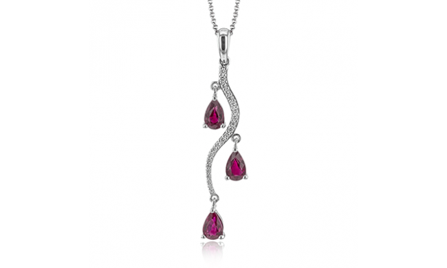 Simon G. Color Pendant 18k Gold (White) 1.1 ct Ruby 0.12 ct Diamond - LP4541-18KW-S