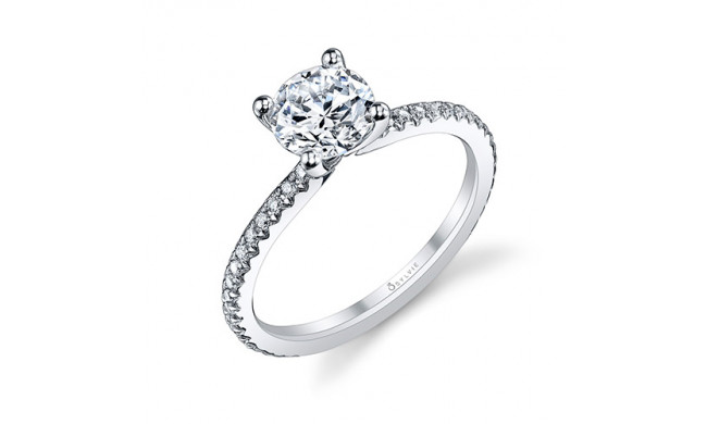 0.21tw Semi-Mount Engagement Ring With 1ct Round Head - s1093