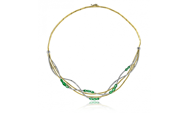 Simon G. Necklace 18k Gold (White, Yellow) 3.45 ct Emerald 1.44 ct Diamond - LP4475-18K