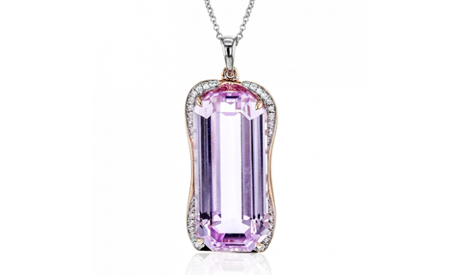 Simon G. Color Pendant 18k Gold (Rose, White) 28.09 ct Kunzite 0.15 ct Diamond - LP4812-18K