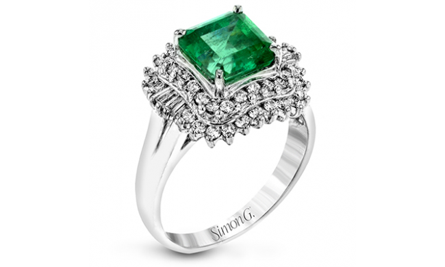Simon G. Color Ring Platinum (White) 2.04 ct Emerald 0.5 ct Diamond - LR2161-PT-S