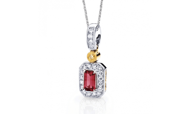 Simon G. Color Pendant 18k Gold (White, Yellow) 0.5 ct Ruby 0.14 ct Diamond - MP1300-18K-S