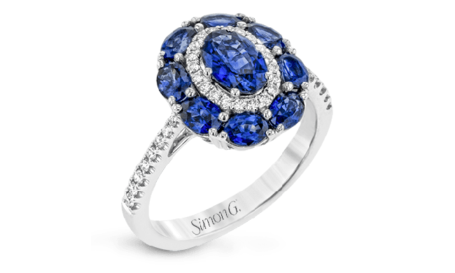 Simon G. Color Ring 18k Gold (White) 2.29 ct Sapphire 0.21 ct Diamond - MR2995-18K-S
