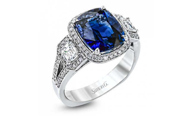 Simon G. Color Ring 18k Gold (White) 4.48 ct Sapphire 0.94 ct Diamond - TR540-18K-S