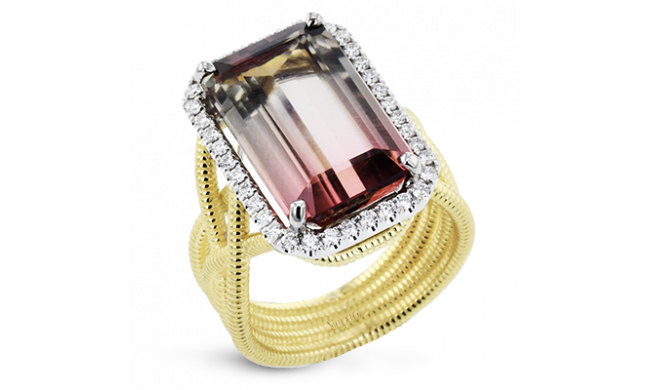 Simon G. Color Ring 18k Gold (White, Yellow) 9.24 ct Watermelon Tourmaline 0.36 ct Diamond - LR2786-18K