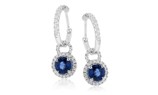 Simon G. Color Earring 18k Gold (White) 1.41 ct Sapphire 0.44 ct Diamond - ME1566-18K-S