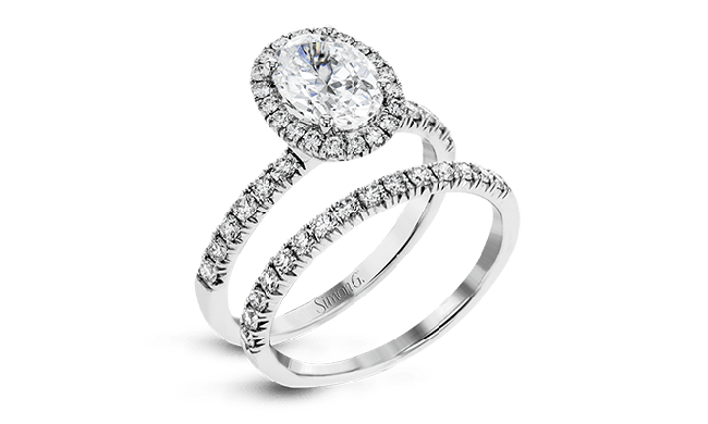 Simon G. 0.72 ctw Bridal Set 18k White Gold Oval Cut Engagement Ring - MR2905-W-18KSET