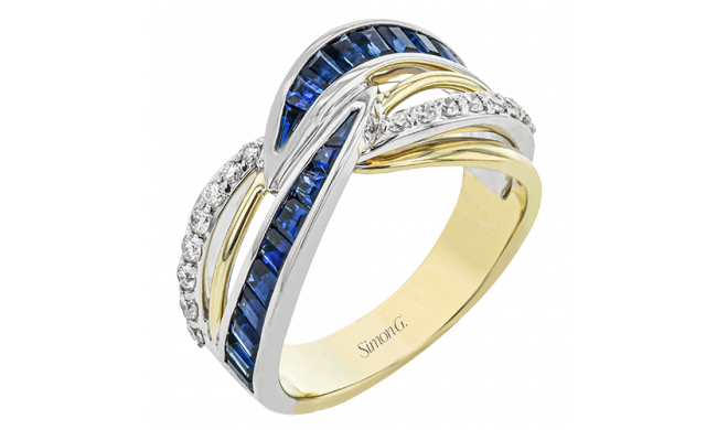 Simon G. Color Ring 18k Gold (White, Yellow) 1.46 ct Sapphire 0.25 ct Diamond - LR2935-18K