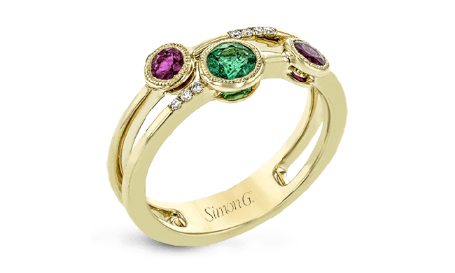 Simon G. Color Ring 18k Gold (Yellow) 0.61 ct Emerald, Ruby 0.04 ct Diamond - LR2287-18K