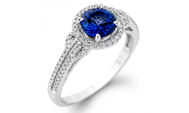 Simon G. Color Ring 18k Gold (White) 1.22 ct Sapphire 0.3 ct Diamond - MR2899-18K-S