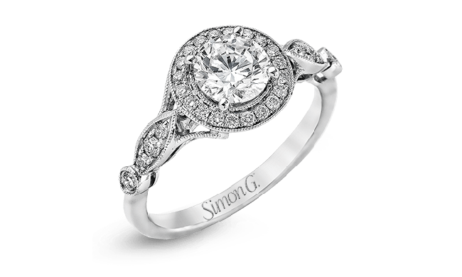 Simon G. 0.25 ctw Halo 18k White Gold Round Cut Engagement Ring - TR523-W-18KS