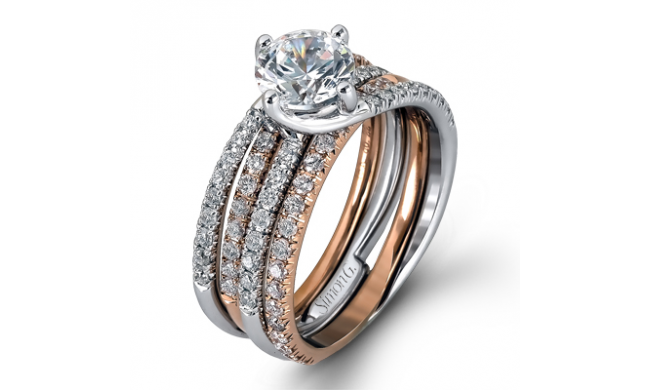 Simon G. Bridal Set Platinum Two Tone Round Cut Engagement Ring - MR1908-A-WR-PLSET