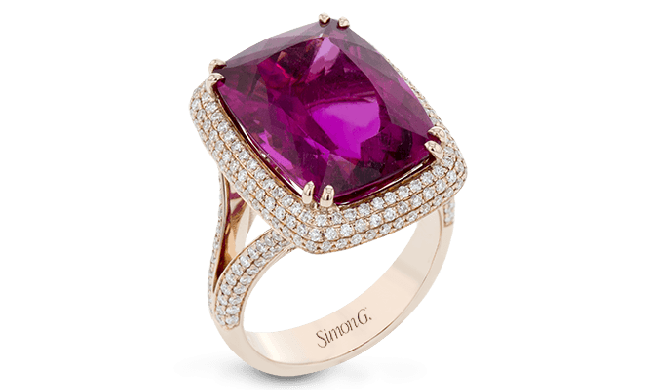 Simon G. Color Ring 18k Gold (Rose) 11.71 ct Rubellite 1.04 ct Diamond - LR1135-18K-S