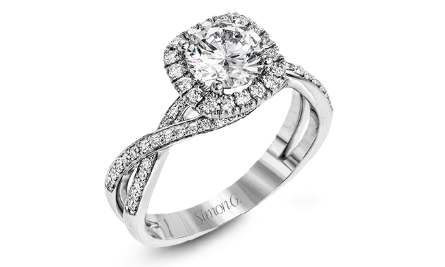 Simon G. 0.29 ctw Criss Cross 18k White Gold Round Cut Engagement Ring - MR1394-A-W-18KS