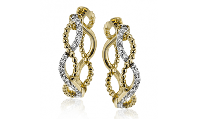 Simon G. Hoop Earring 18k Gold (White, Yellow) 0.16 ct Diamond - LE4556-Y-18K