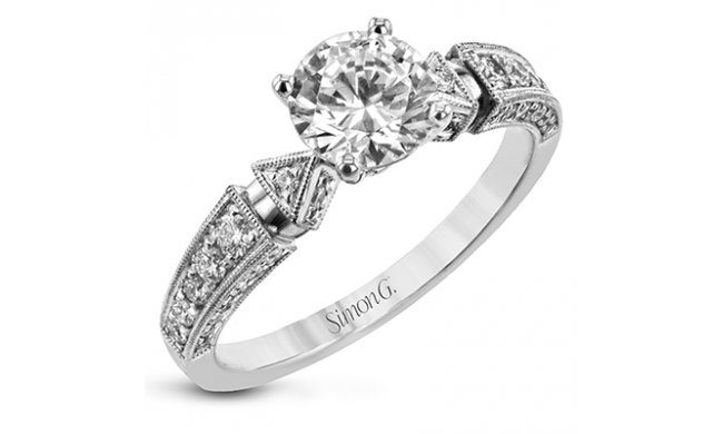 Simon G. Straight 18k White Gold Round Cut Engagement Ring - TR787-W-18KS