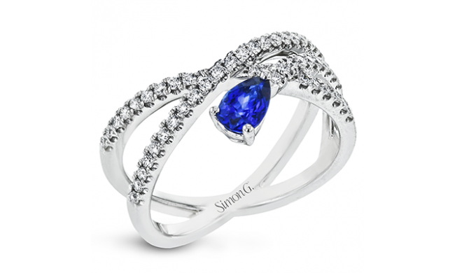 Simon G. Color Ring 18k Gold (White) 0.46 ct Sapphire 0.35 ct Diamond - LR2366-A-18K-S