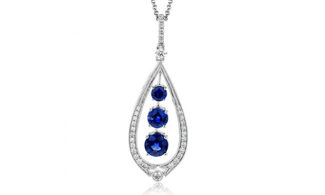 Simon G. Color Pendant 18k Gold (White) 1.57 ct Sapphire 0.31 ct Diamond - TP261-A-18K