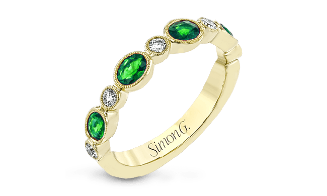 Simon G. Color Ring 18k Gold (Yellow) 0.65 ct Emerald 0.15 ct Diamond - LR2462-Y-18K