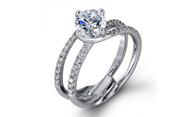 Simon G. Bridal Set Platinum White Round Cut Engagement Ring - MR1908-A-W-PLS