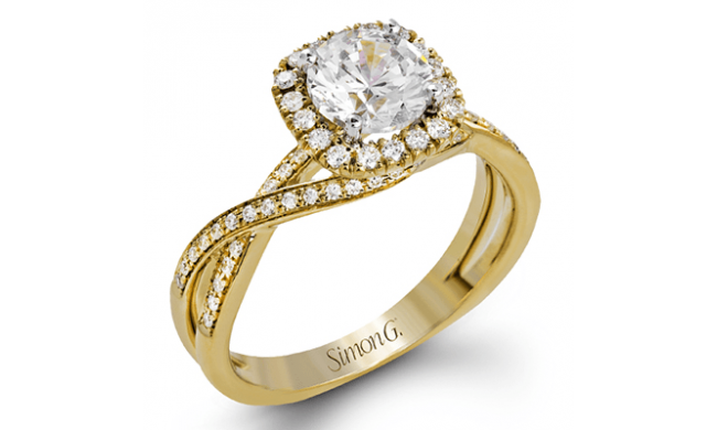 Simon G. Criss Cross 18k Yellow Gold Round Cut Engagement Ring - MR1394-A-Y-18KS