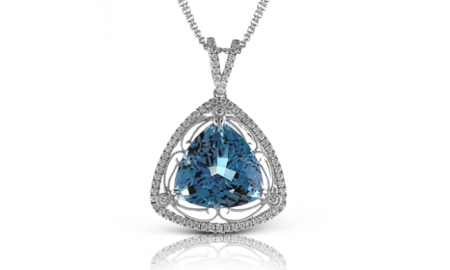 Simon G. Color Pendant 18k Gold (White) 9.42 ct Aquamarine 0.41 ct Diamond - TP291-18KW-S