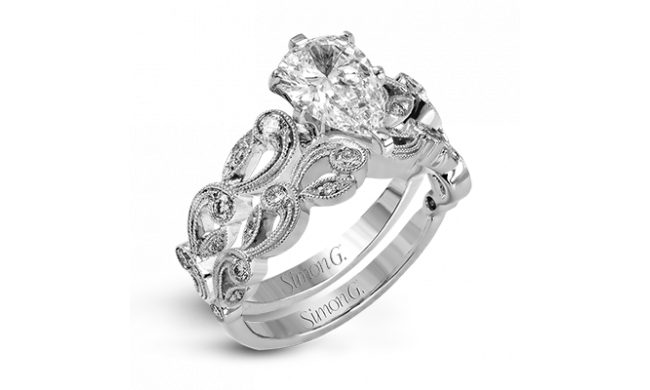 Simon G. 0.28 ctw Bridal Set 18k White Gold Pear Cut Engagement Ring - TR473-PR-W-18KSET