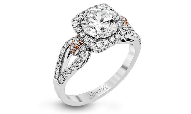 Simon G. 0.45 ctw Halo 18k Two Tone Gold Round Cut Engagement Ring - MR1828-WR-18KS