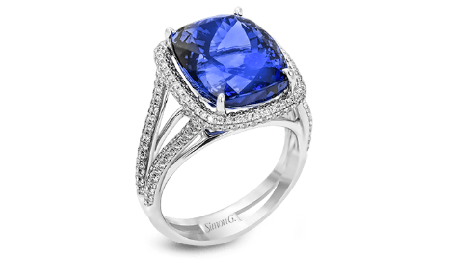 Simon G. Color Ring 18k Gold (White) 14.25 ct Tanzanite 0.89 ct Diamond - MR1786-18K-S