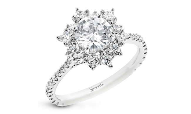 Simon G. Halo 18k White Gold Round Cut Engagement Ring - LR2846-W-18KS