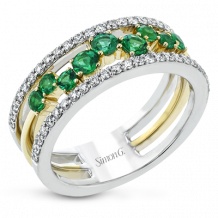 Simon G. Color Ring 18k Gold (White, Yellow) 0.45 ct Emerald 0.38 ct Diamond - LR2303-Y-18K