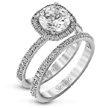Simon G. 0.50 ctw Bridal Set 18k White Gold Round Cut Engagement Ring - MR1840-A-W-18KSET