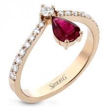 Simon G. Color Ring 18k Gold (Rose) 0.65 ct Ruby 0.37 ct Diamond - LR2333-R-18K