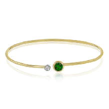 Simon G. Bangle 18k Gold (White, Yellow) 0.65 ct Emerald 0.08 ct Diamond - LB2179-Y-18K