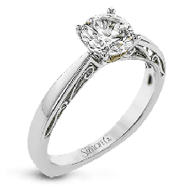 Simon G. Straight 18k White Gold Round Cut Engagement Ring - MR2955-W-18KS