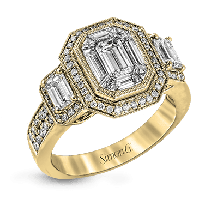 Simon G. 1.01 ctw Halo 18k Yellow Gold Emerald Cut Engagement Ring - LP1996-Y-18K