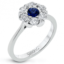 Simon G. Color Ring 18k Gold (White) 0.3 ct Sapphire 0.66 ct Diamond - LR1177-18K