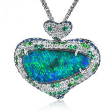 Simon G. Color Pendant 18k Gold (White) 14.93 ct Sapphire, Emerald, Tsavorite, Opal 0.49 ct Diamond - LP4428-18K