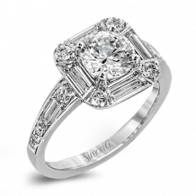 Simon G. Bridal Set 18k White Gold Round Cut Engagement Ring - MR2620-W-18KS