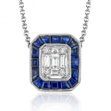 Simon G. Color Pendant 18k Gold (White) 0.73 ct Sapphire 0.17 ct Diamond - LP4555-18K