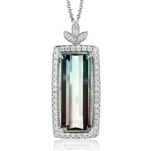 Simon G. Color Pendant 18k Gold (White) 4.62 ct Watermelon Tourmaline 0.3 ct Diamond - LP4500-18K-S