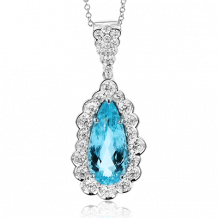 Simon G. Color Pendant 18k Gold (White) 3.25 ct Paraiba Tourmaline, Paraiba 1.05 ct Diamond - LP3016-18KW