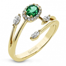 Simon G. Color Ring 18k Gold (White, Yellow) 0.44 ct Emerald 0.06 ct Diamond - LR2265-Y-18K-S