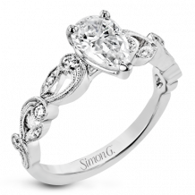 Simon G. Bridal Set 18k White Gold Pear Cut Engagement Ring - TR473-PR-W-18KS