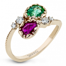 Simon G. Color Ring 18k Gold (Rose) 1.36 ct Tsavorite, Sapphire 0.27 ct Diamond - LR2411-18K-S