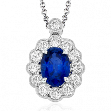 Simon G. Color Pendant 18k Gold (White) 1.24 ct Sapphire 0.44 ct Diamond - LP4466-18K