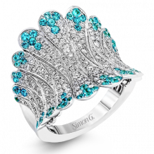 Simon G. Color Ring 18k Gold (White) 0.65 ct Paraiba Tourmaline 1.1 ct Diamond - LP2273-A-18K