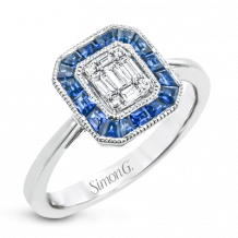 Simon G. Color Ring 18k Gold (White) 0.61 ct Sapphire 0.18 ct Diamond - LR2200-18K