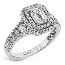 Simon G. 0.75 ctw Halo Platinum White Emerald Cut Engagement Ring - MR2590-0-75-W-PLS